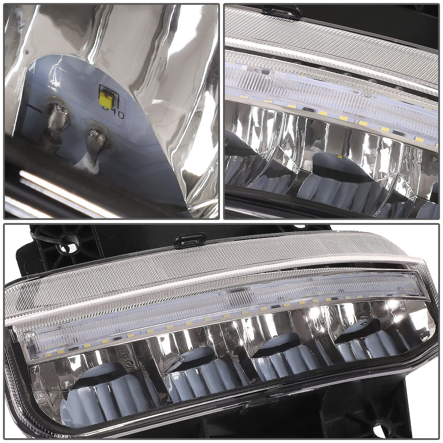 DNA MOTORING FL-ZTL-351-CH Chrome LED Light Bar Fog Lights - Clear Lens, Compatible with 2019-2022 Ram 1500 - Perfect for Off-Roading & Night Driving