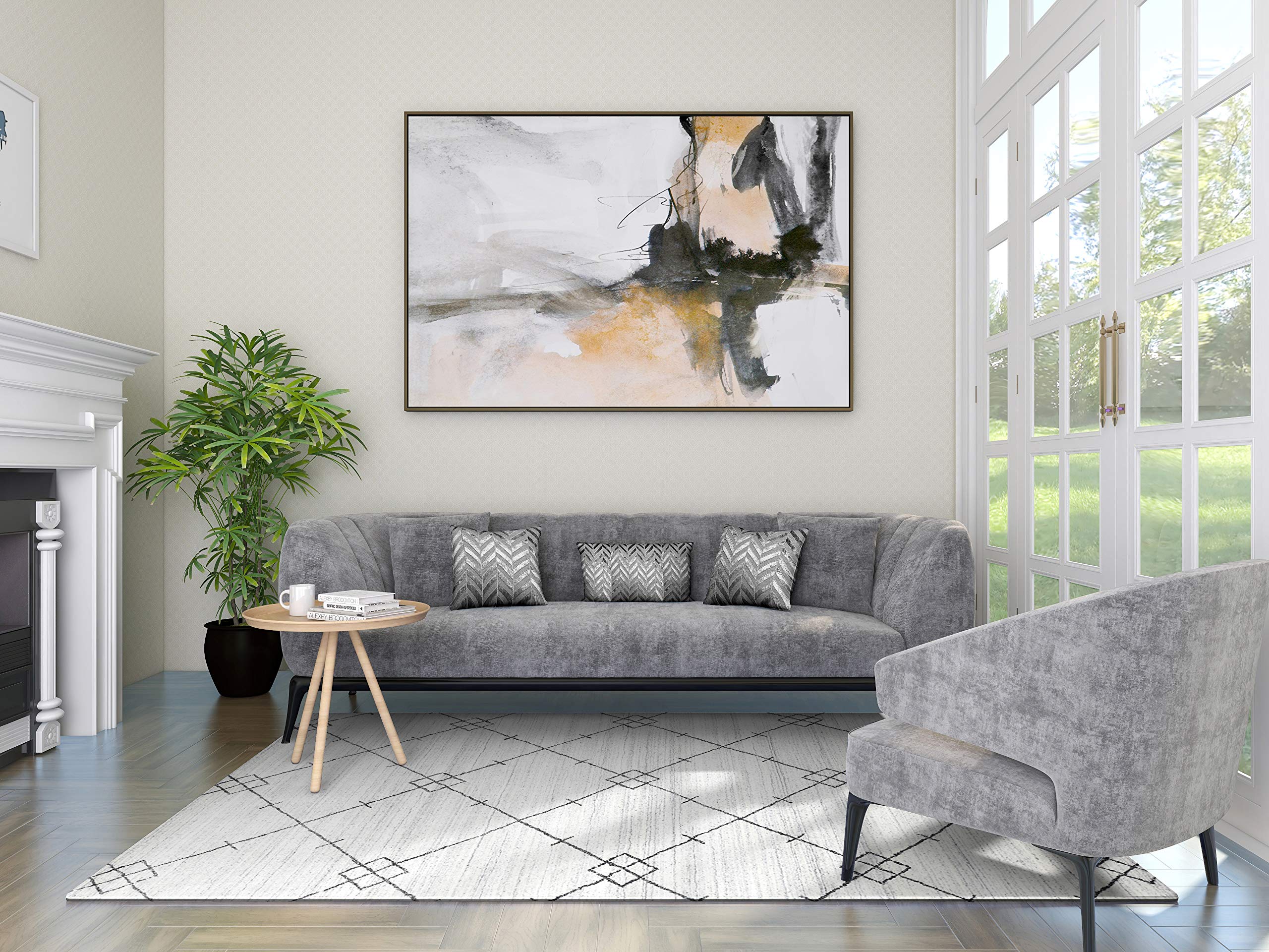 Handmade Moroccan Bohemian Geometric Area Rug - Ivory 8' x 10' - Solo Rugs Jasper Collection (S3016-08001000-IVOR) - Perfect for Living Room, Bedroom & Boho Home Decor