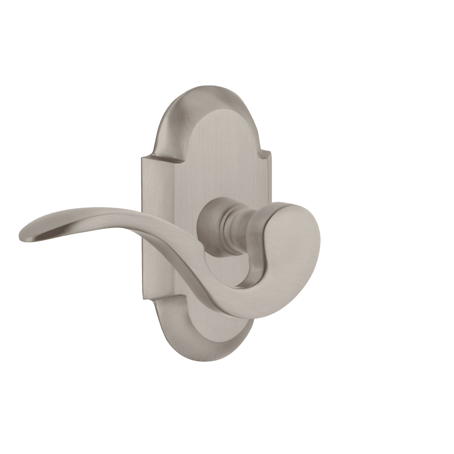 Cottage Short Plate with Manor Lever in Satin Nickel - Vintage Style Door Hardware for Bedroom, Bathroom & Interior Doors
