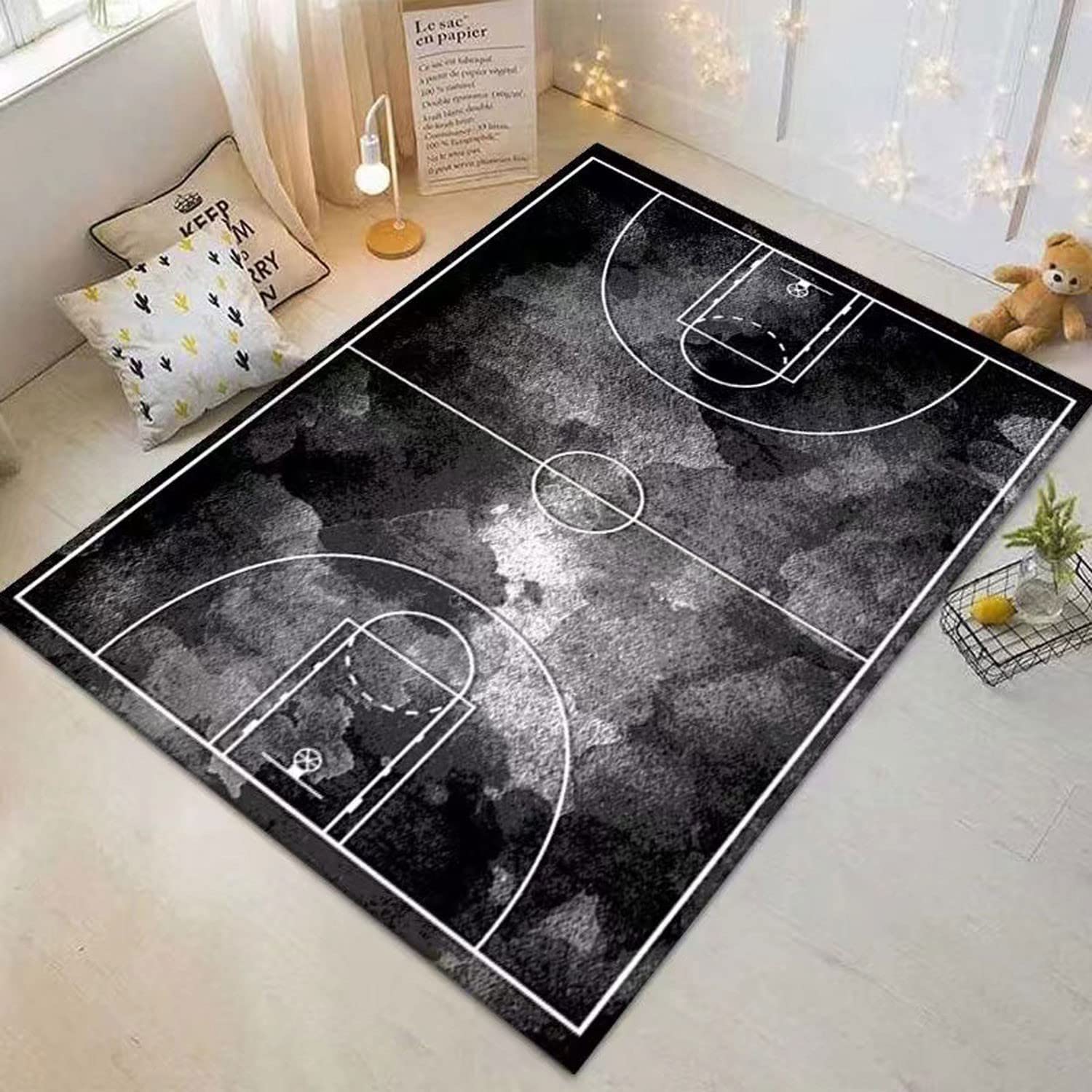 Kids Soccer Field Rug - Non-Slip Football Playmat for Boys & Girls Bedroom, Sports Room or Living Room - 3.3x6.6ft Green Sports Carpet - Perfect for Play Areas, Game Rooms and Kids' Decor