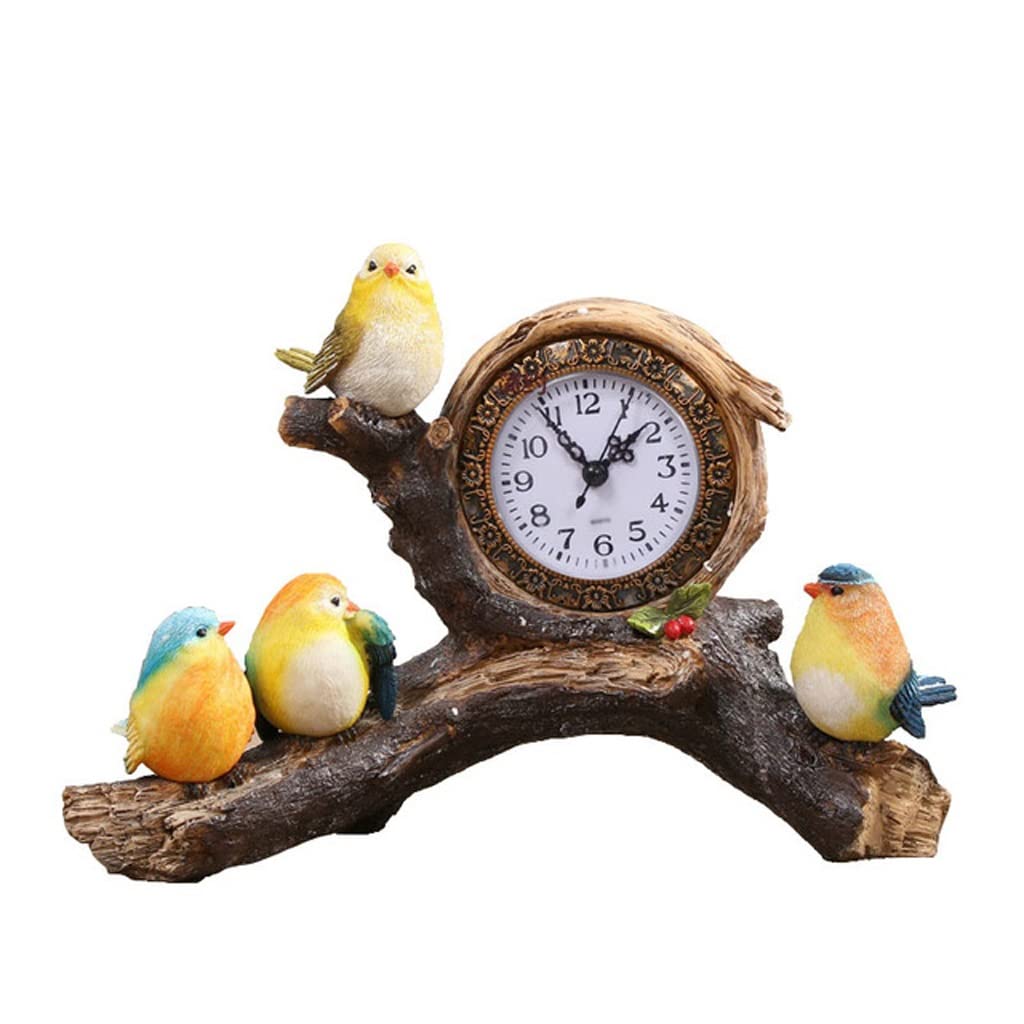 Nordic Bird Branch Table Clock - Silent Resin Desk Clock for Home, Living Room, Bedroom & Office Decor - Perfect Gift Idea for Nature Lovers & Home Décor Enthusiasts | Ideal for Farmhouse, Boho & Scandinavian Style Interiors
