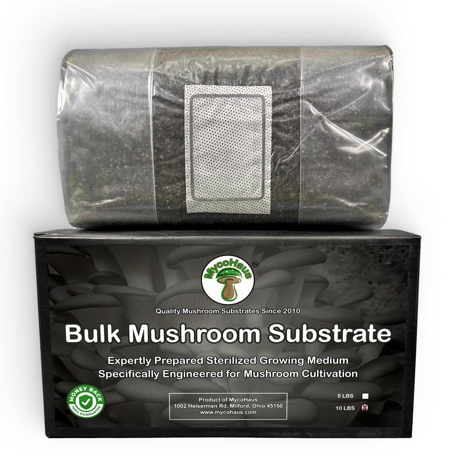 Organic Mushroom Compost - Sterilized Mushroom Growing Substrate for Home Cultivation | Premium Mushroom Soil for Oyster, Shiitake & Button Mushrooms | 10LB (4 Pack) | Perfect for Indoor/Outdoor Mushroom Farms & Garden Beds