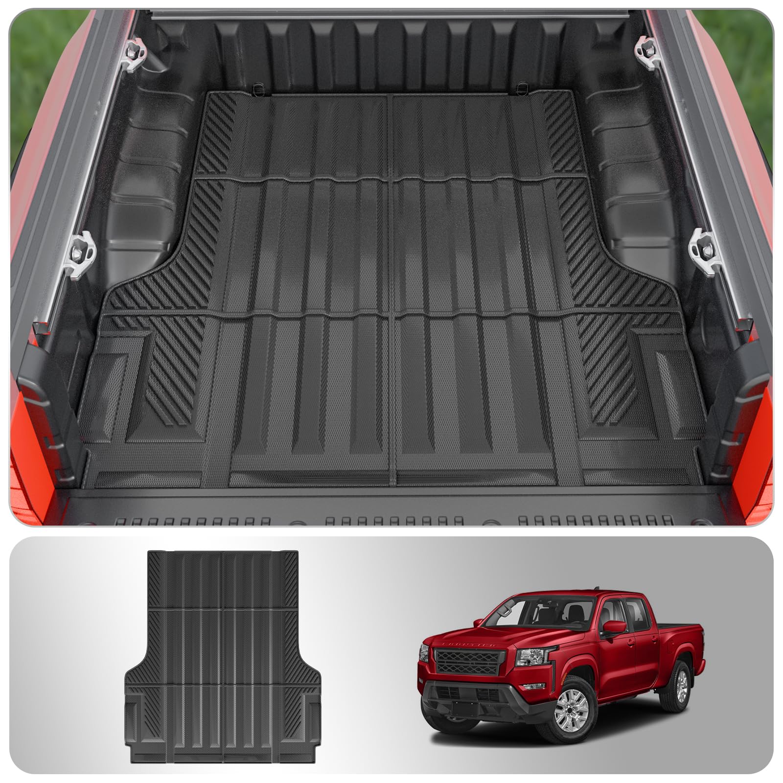 2022-2024 Nissan Frontier 5FT Short Bed Mat - Heavy Duty TPE All Weather Truck Bed Liner | Durable, Non-Slip Protection for Hauling & Off-Road Use | Fits 2023 Frontier Accessories (5FT Short Bed)