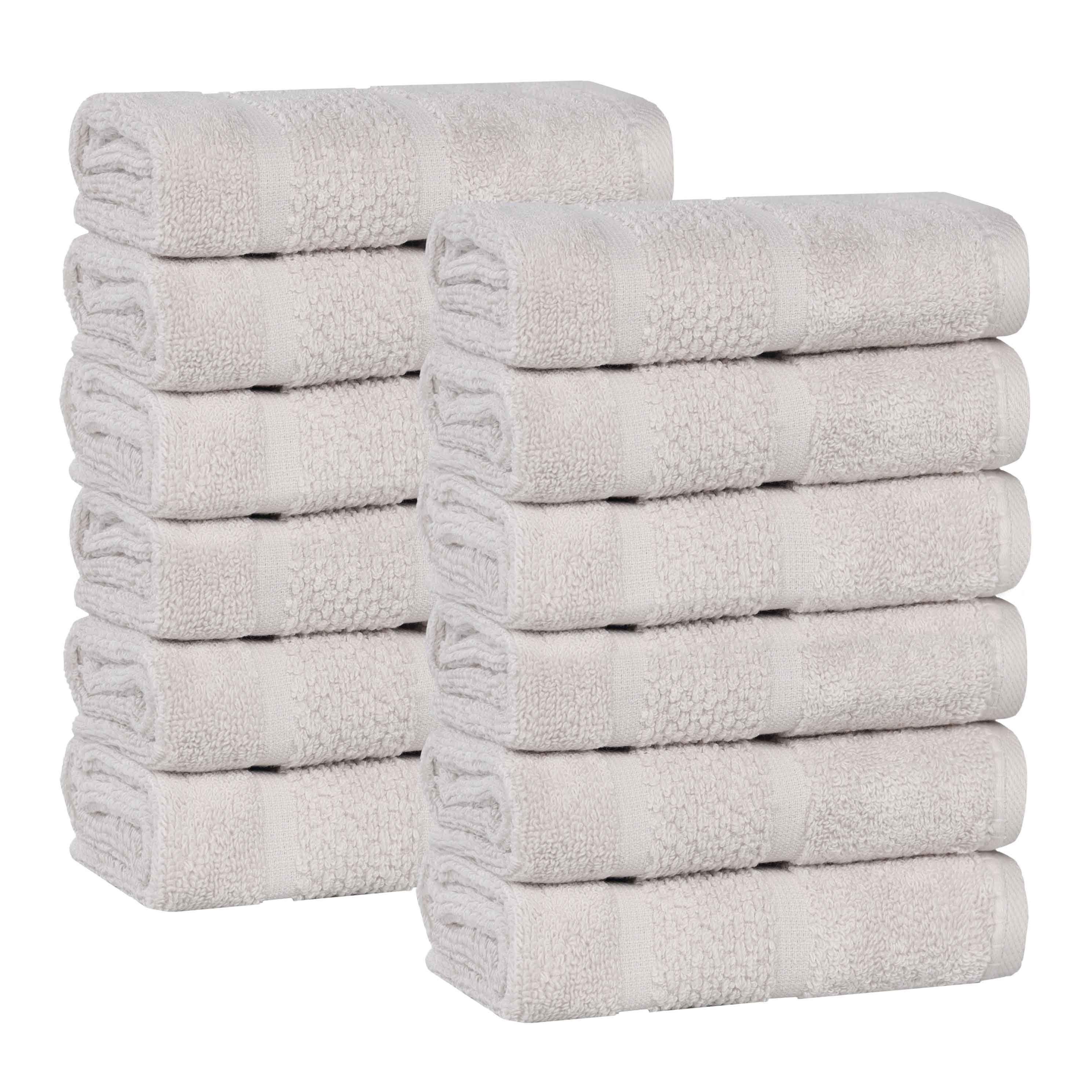 Premium 12-Pack Mile Smart Twist Cotton Medium Weight Face Towels | Soft & Absorbent Bath Towels for Spa, Gym & Travel | Solid Color Home Essentials