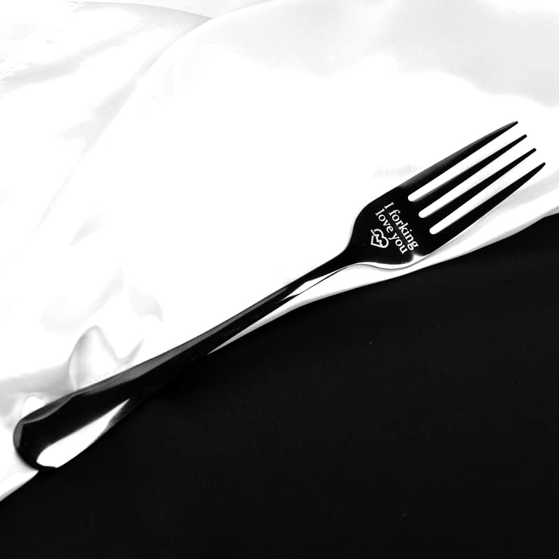 Funny 'I Forking Love You' Fork Set - Unique Anniversary & Birthday Gifts for Husband, Wife, Boyfriend, Girlfriend - Perfect Couples Gift for Christmas, Engagement & Romantic Dinners