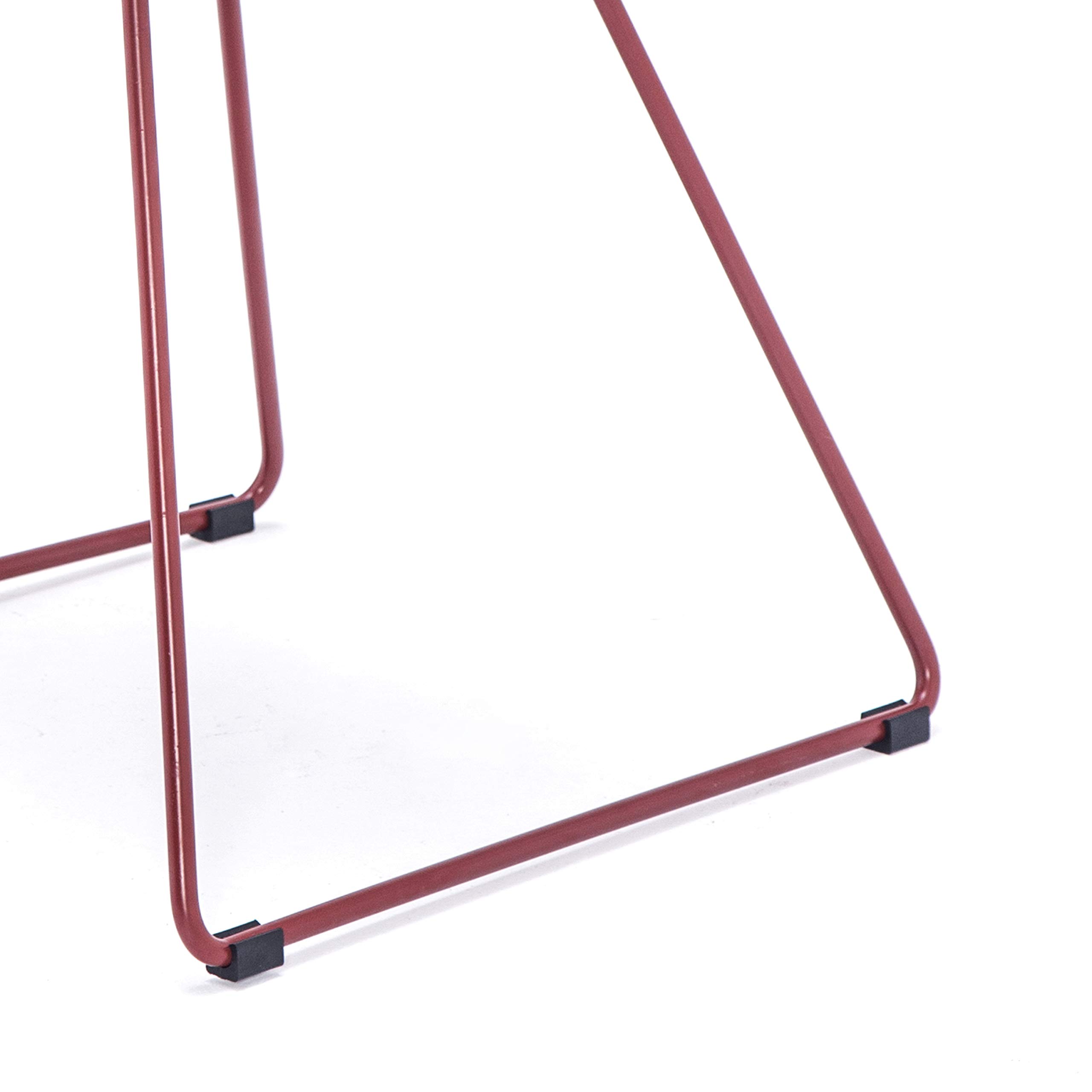 AC Pacific Modern Metal Dining Chairs with Faux Leather Seat - Stackable Indoor/Outdoor Kitchen Stools for Patio, Bistro, Bar & Restaurant - Set of 2 Matte Dark Red Chairs - Perfect for Dining Room, Backyard, Cafe & Outdoor Entertaining