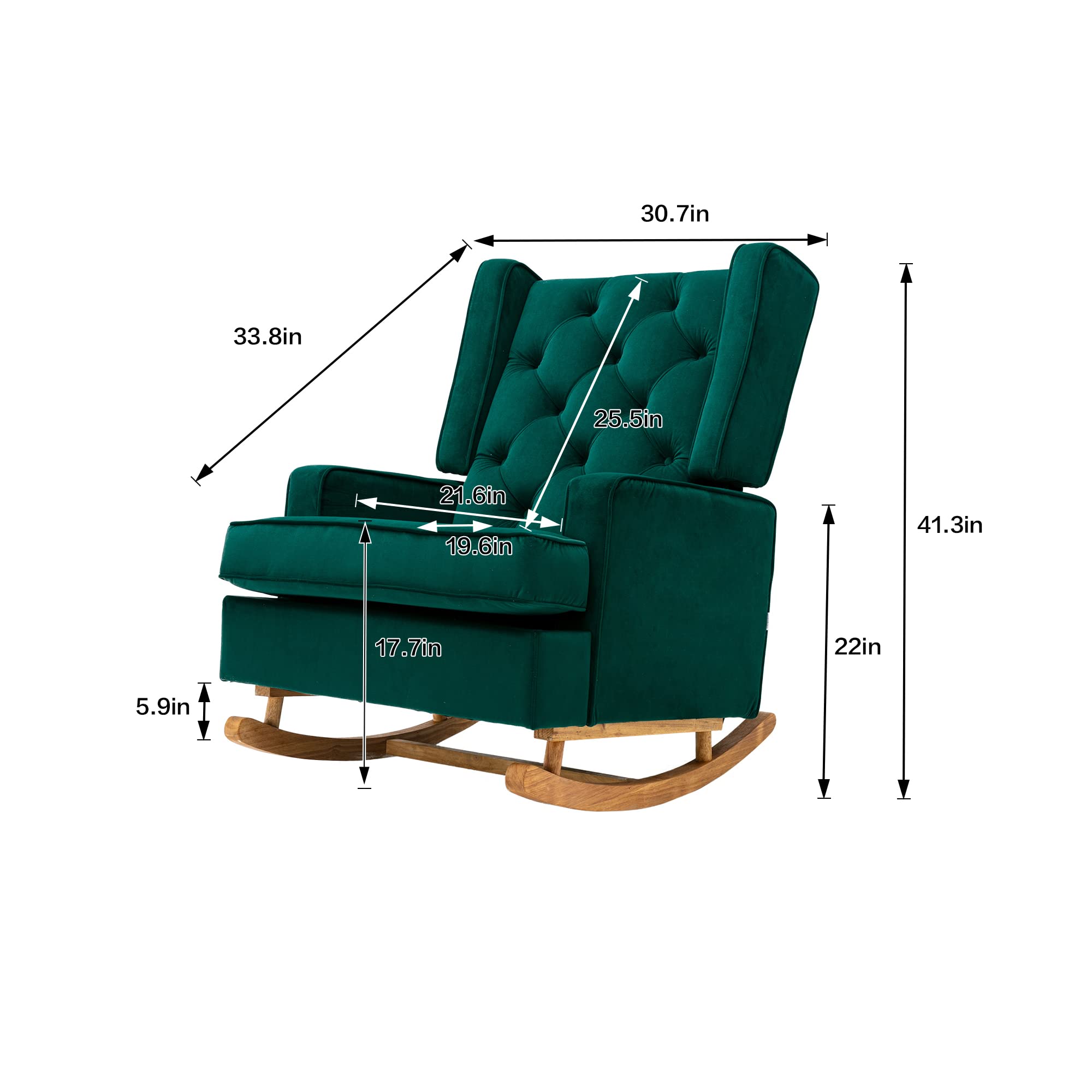 Modern Nursery Rocking Chair - High Back Upholstered Armchair with Comfortable Cushion | Perfect for Baby Nurseries, Living Rooms & Cozy Reading Corners