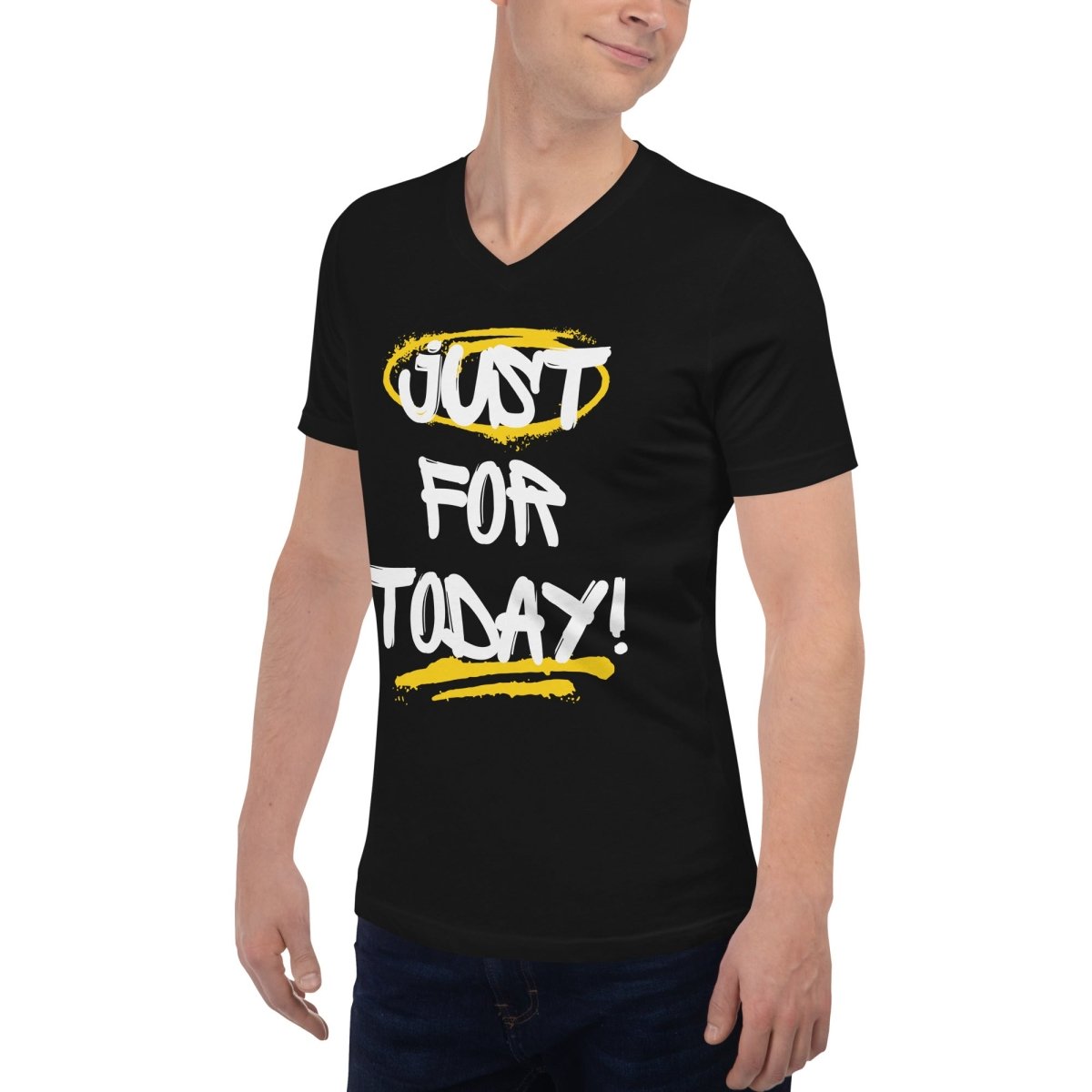 Just for Today Simplicity Unisex Short Sleeve V-Neck T-Shirt - Soft Cotton Casual Tee for Everyday Wear, Gym & Outfits