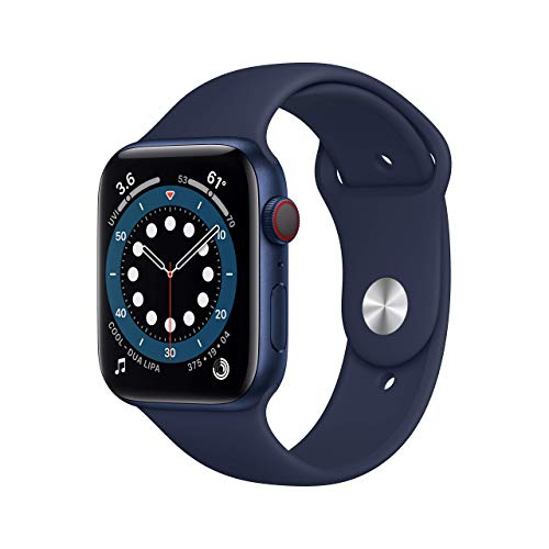 Apple Watch Series 6 44mm GPS + Cellular Unlocked Smartwatch - Aluminum Case (Renewed, Blue) for Fitness Tracking, Heart Rate Monitoring & iPhone Connectivity