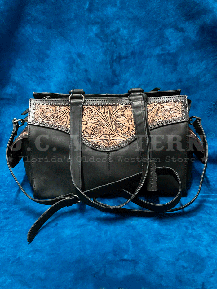 Nocona Women's Stacey Style Conceal Carry Satchel Purse - Black Leather Crossbody Bag for Everyday Use, Travel & Concealed Carry
