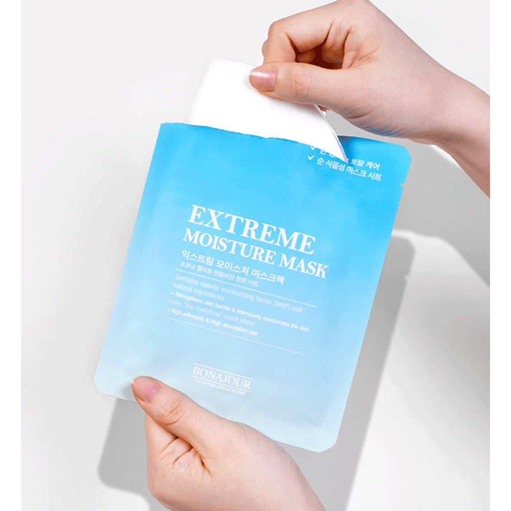 BONAJOUR Extreme Moisture Face Mask 25g (5 Pack) - Hydrating Sheet Mask for Dry Skin, Overnight Treatment & Spa Day Skincare Routine