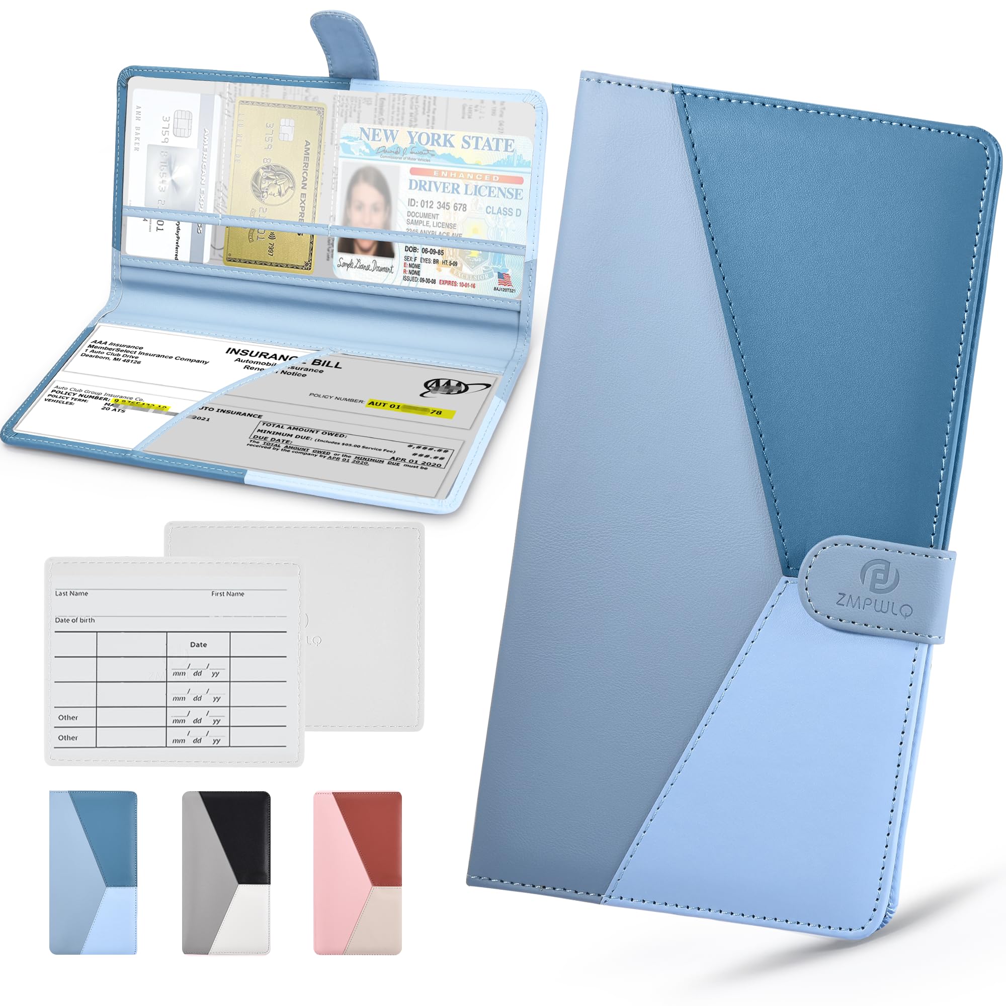 Leather Car Registration and Insurance Holder with Magnetic Closure - Auto Document Organizer for Glove Box, Essential Vehicle Accessories for Road Trips & Daily Commutes