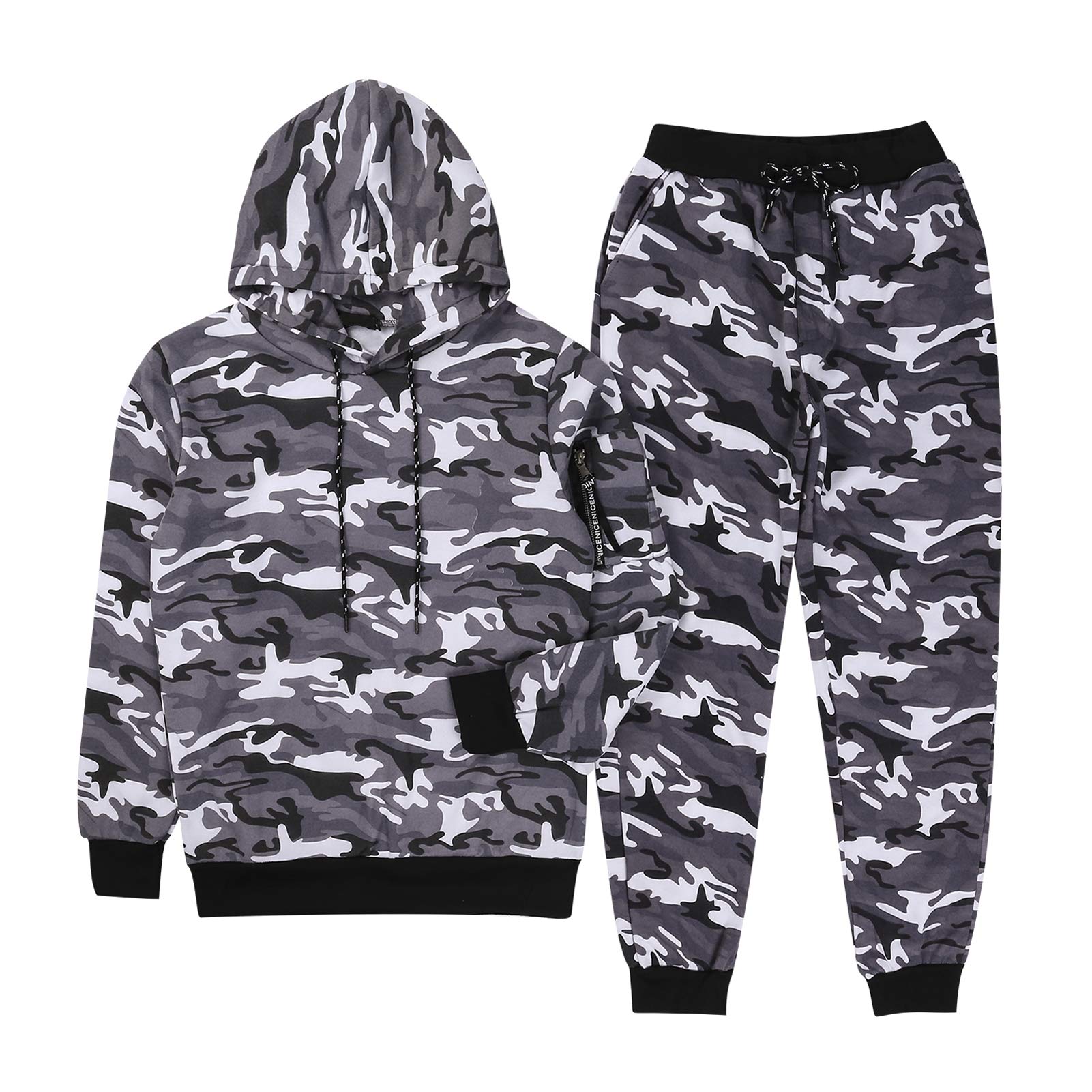 Men's Color Block Hoodie & Joggers 2-Piece Track Suit Set - Athletic Casual Sportswear for Running, Gym, and Lounge Wear