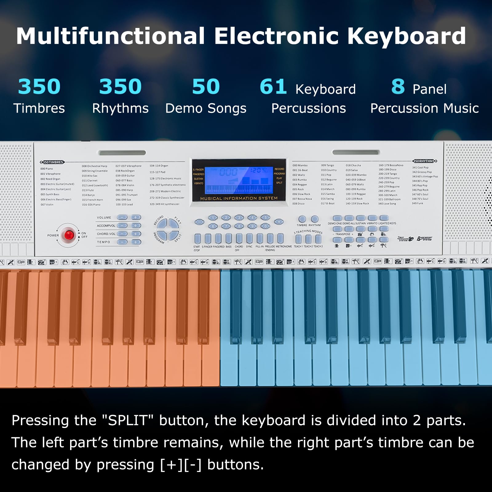 Costzon 61-Key Lighted Keyboard Piano for Beginners - Home & Stage Use