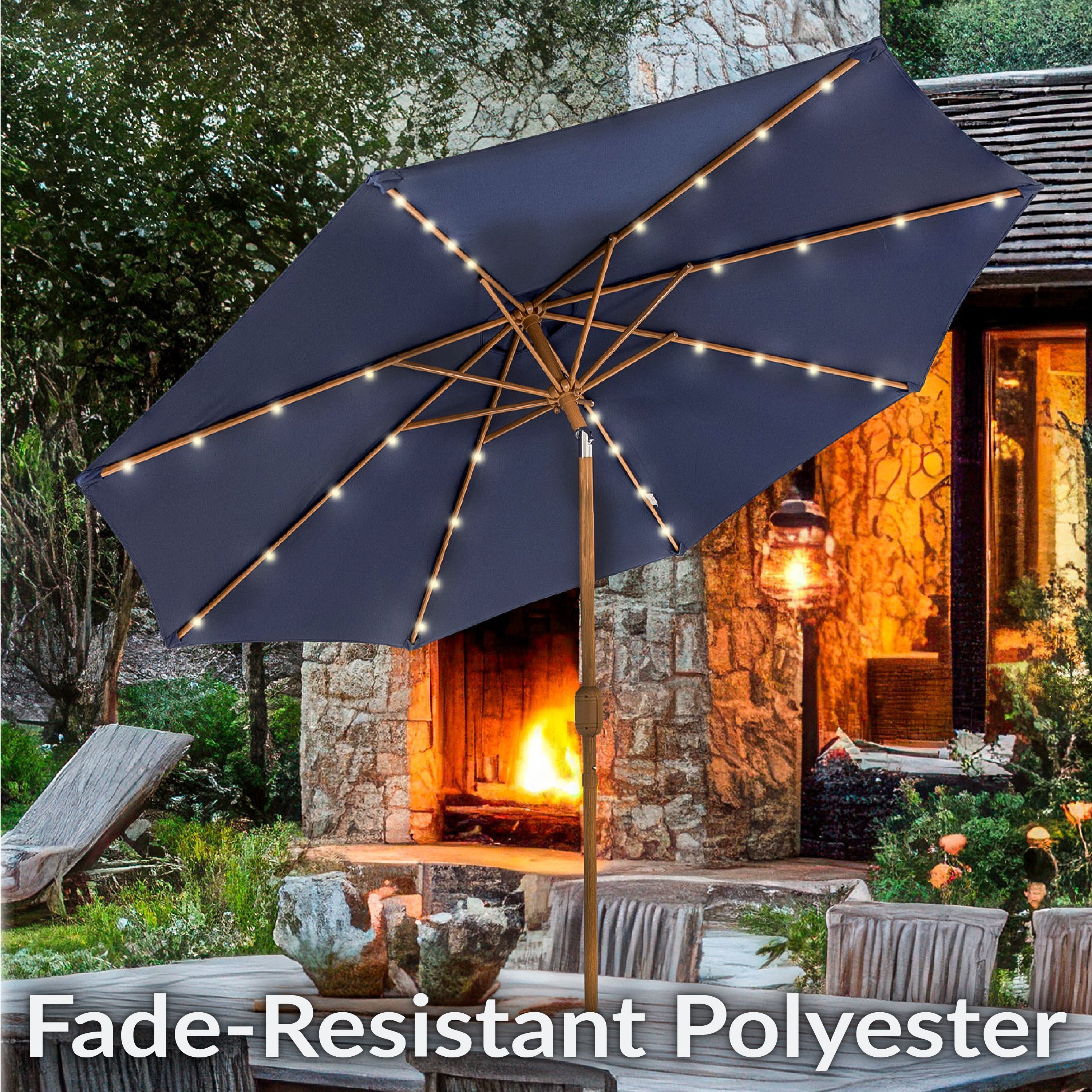 Sunnydaze 8.5 ft Outdoor Patio Umbrella with Realistic Woodgrain Finish - Perfect for Backyard, Poolside, and Garden Shade