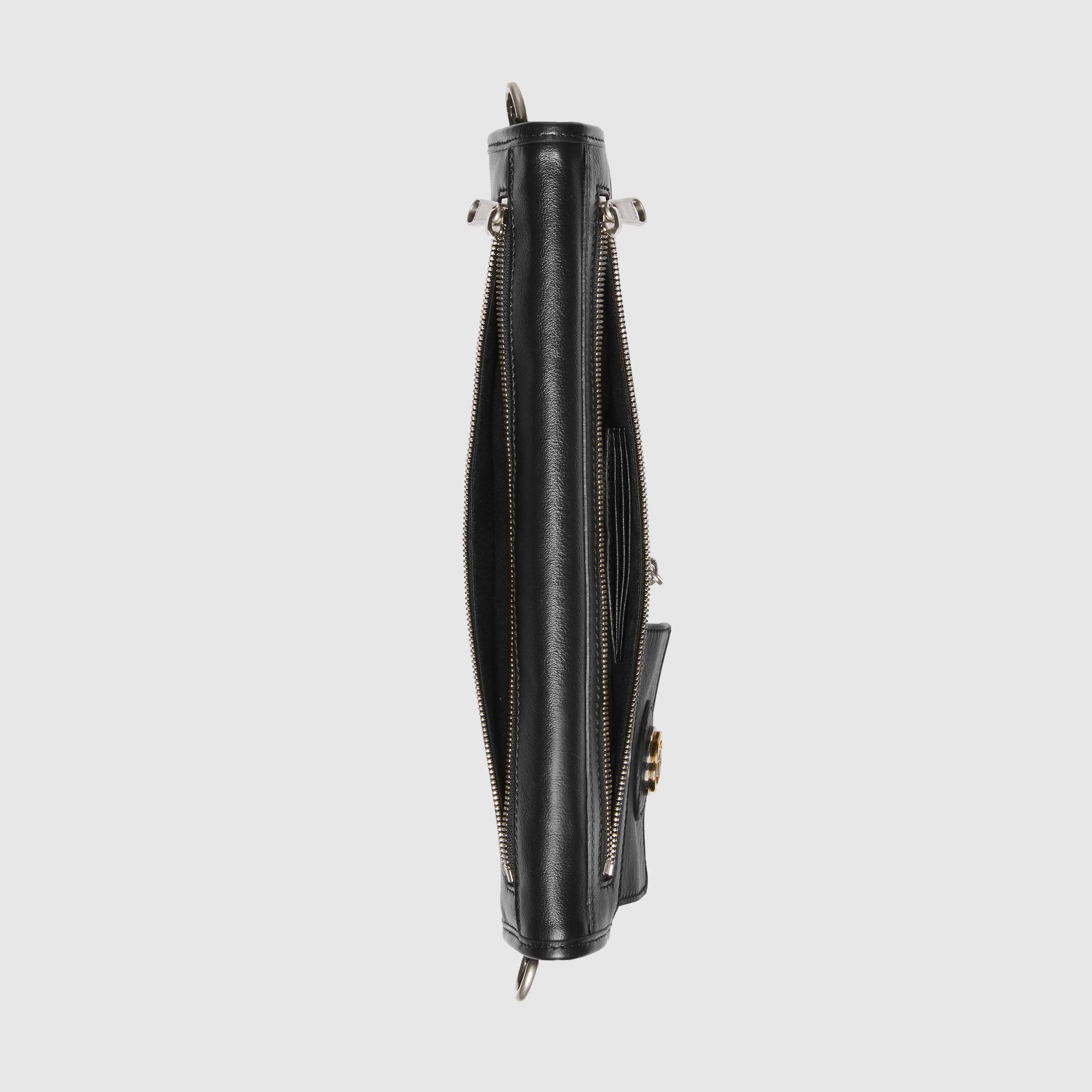 Gucci Medium Soft Leather Messenger Bag for Men & Women - Black Crossbody Shoulder Bag for Work, Travel & Daily Use