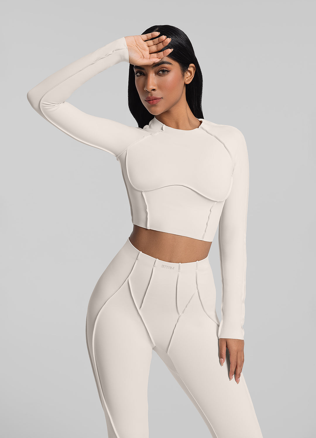 Stylish Contour Stitch Long Sleeve Crop Top for Women | Fashionable Workout & Casual Wear | Perfect for Yoga, Gym & Everyday Outfits