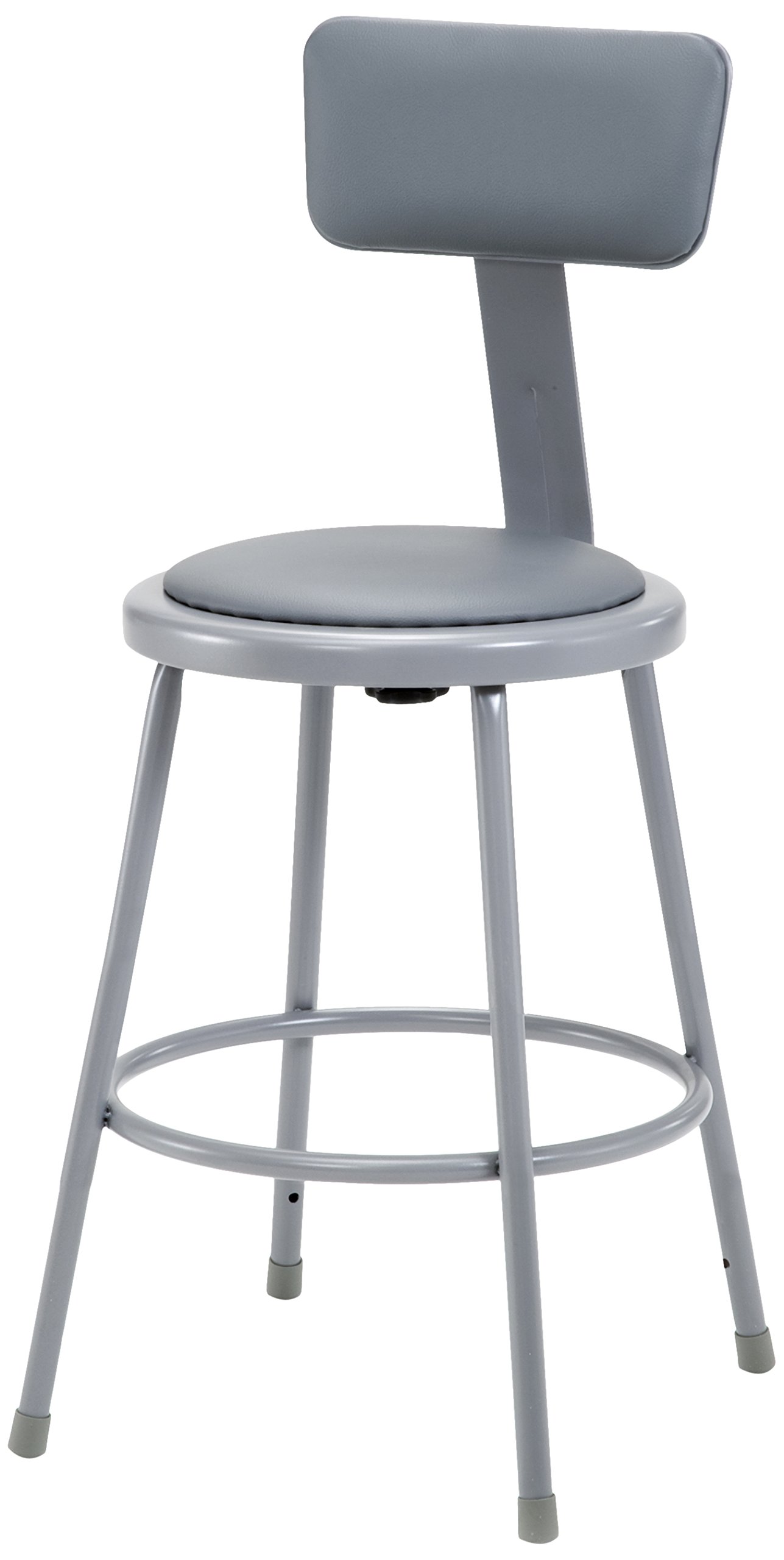 4 Pack Heavy Duty Vinyl Padded Steel Stools with Backrest - 24 Inch Bar Height Counter Stools, Grey - Perfect for Kitchen Island, Breakfast Nook, Bar, Restaurant & Home Decor