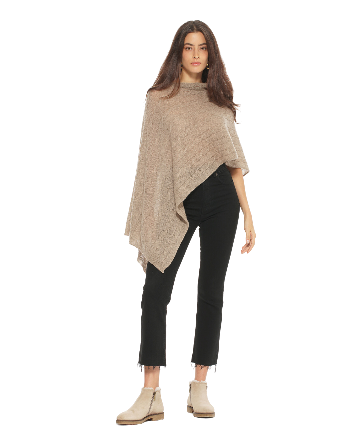 Luxury Women's Pure Cashmere Cable Knit Poncho - Soft & Warm Winter Shawl Wrap - Perfect for Fall, Winter & Holiday Outfits