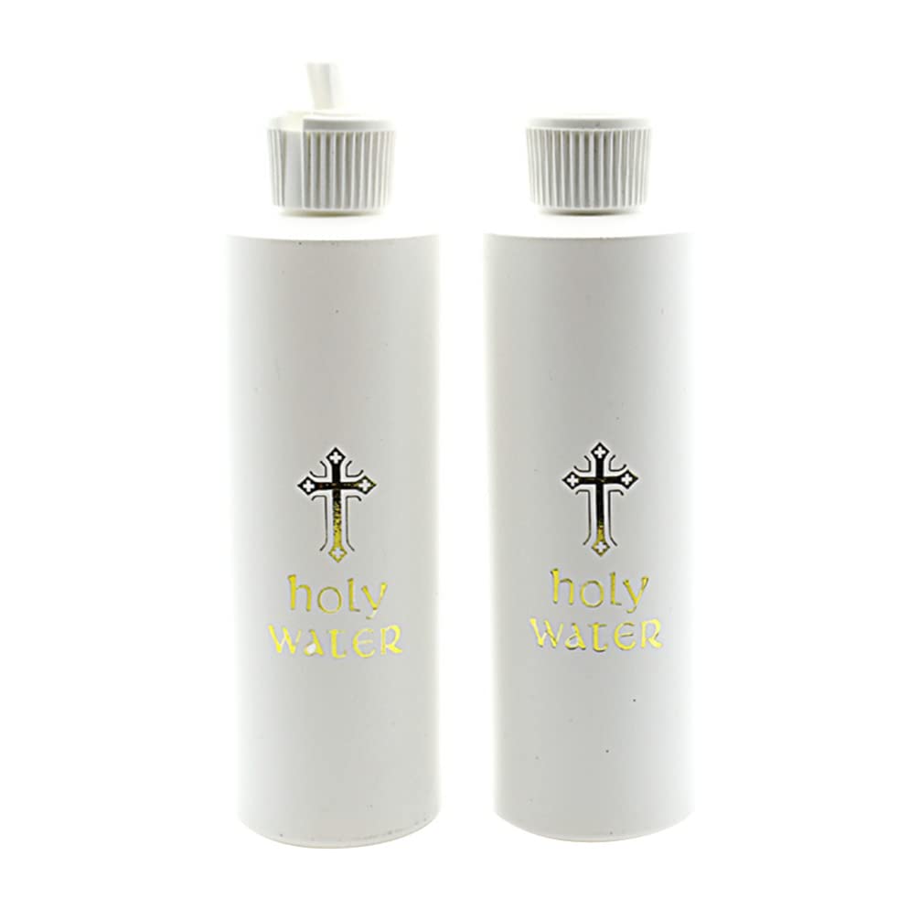 Cabilock 2-Piece Glass Holy Water Bottles with Cross - Refillable Empty Holy Water Containers for Catholic Christian Religious Ceremonies, Baptism, Home Blessings & Church Decorations