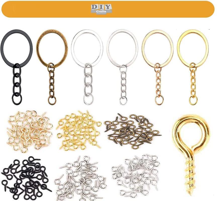50 Nickel Silver Jump Rings for DIY Crafts - D Hook Swivel Clasp, Lobster Claw Keychain, Eye Screw - Perfect for Jewelry Making, Lanyards & Keychains