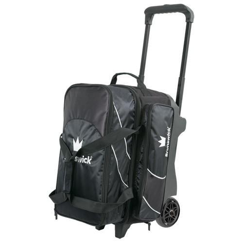 Brunswick Edge Double Roller Black Bowling Bag - Durable & Spacious for Bowling Balls & Shoes | Perfect for League Play & Tournaments