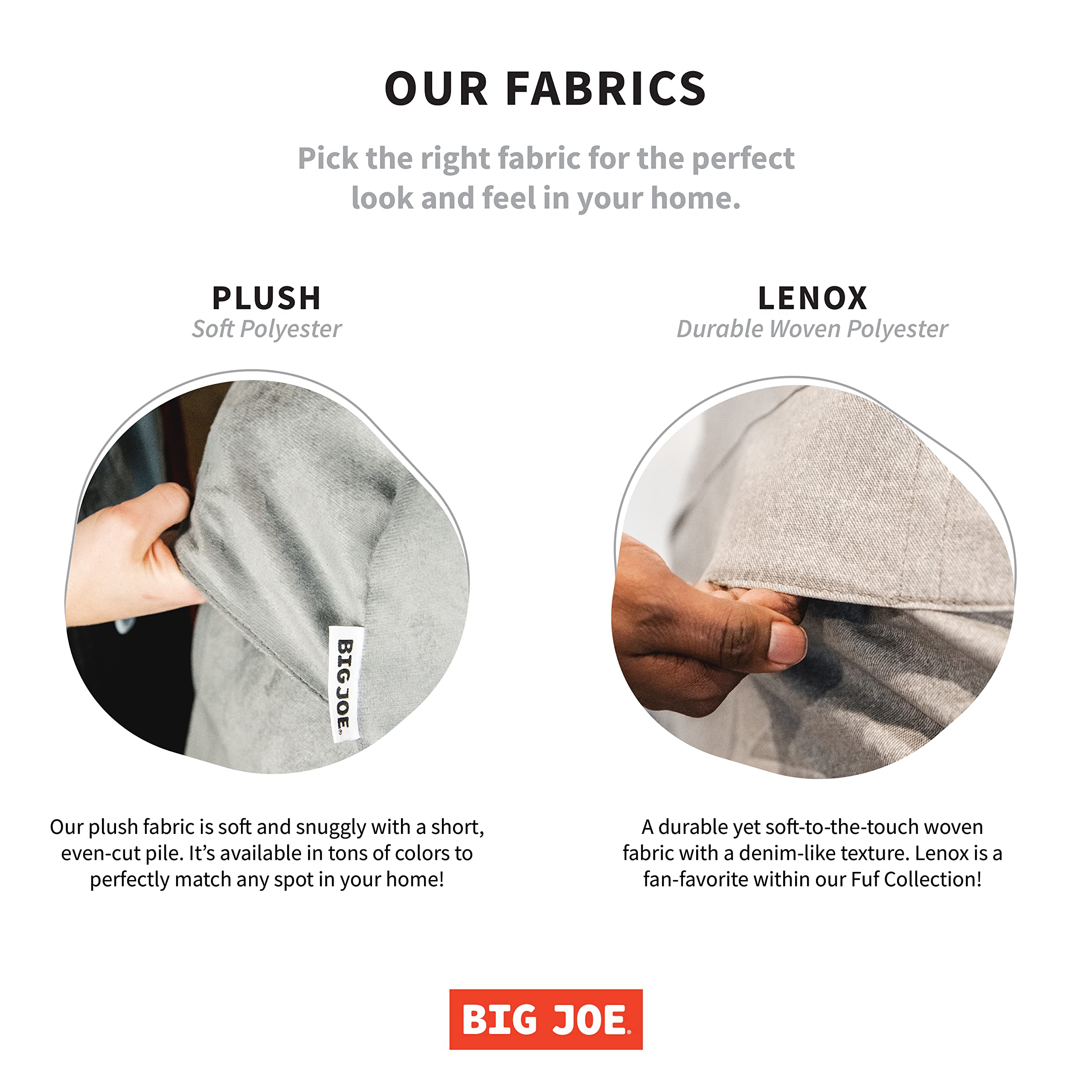 Big Joe Fuf XXL Bean Bag Chair Cover Only - Machine Washable, Black Lenox, Durable Woven Polyester Replacement Cover - Perfect for Kids' Rooms, Dorm Decor & Lounge Spaces