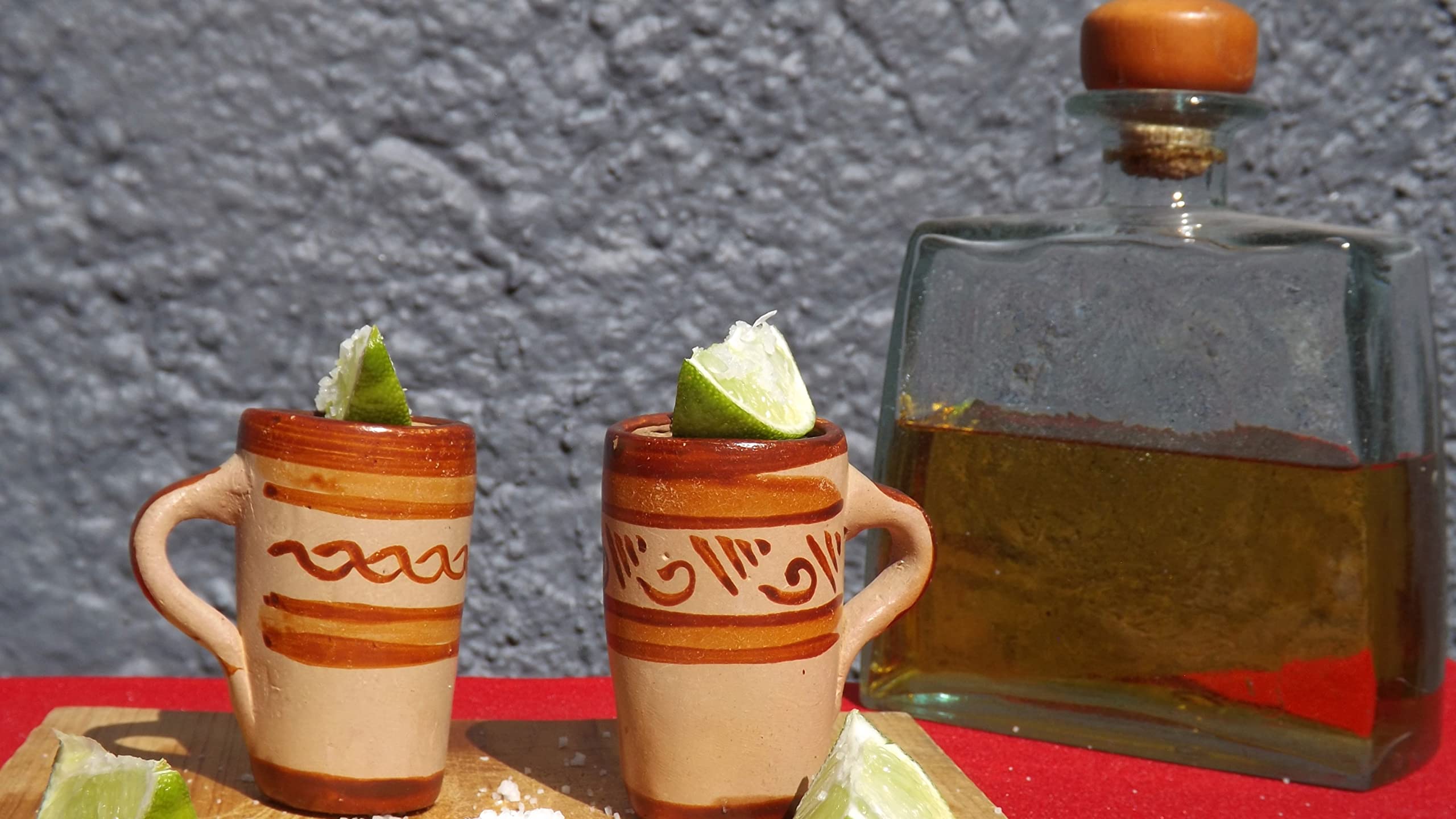 Premium Tequila Shot Glasses Set of 4 - Authentic Mexican Terracotta Clay Cups (2oz) - Handcrafted Barro Canelo with Handle - Perfect for Cinco de Mayo, Margarita Parties & Mexican-Themed Events