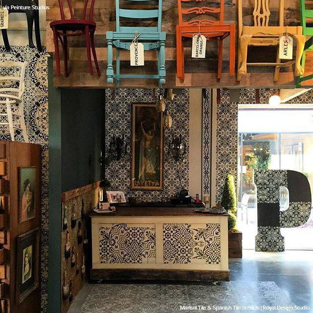 Spanish Tile Stencil Set for DIY Home Decor - Reusable Painting Templates for Walls, Floors & Furniture - Perfect for Mediterranean, Moroccan & Spanish Style Designs
