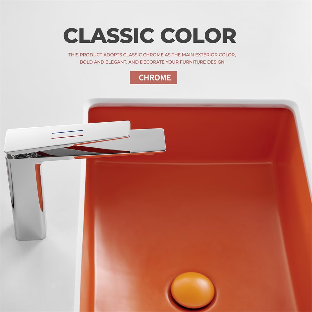 Weirun Single Handle 1 Hole Bathroom Faucet with Extra Long Spout - Chrome Deck Mount Sink Faucet for Bathroom Vanity & RV Lavatory | Perfect for Small Spaces & Water-Saving Designs
