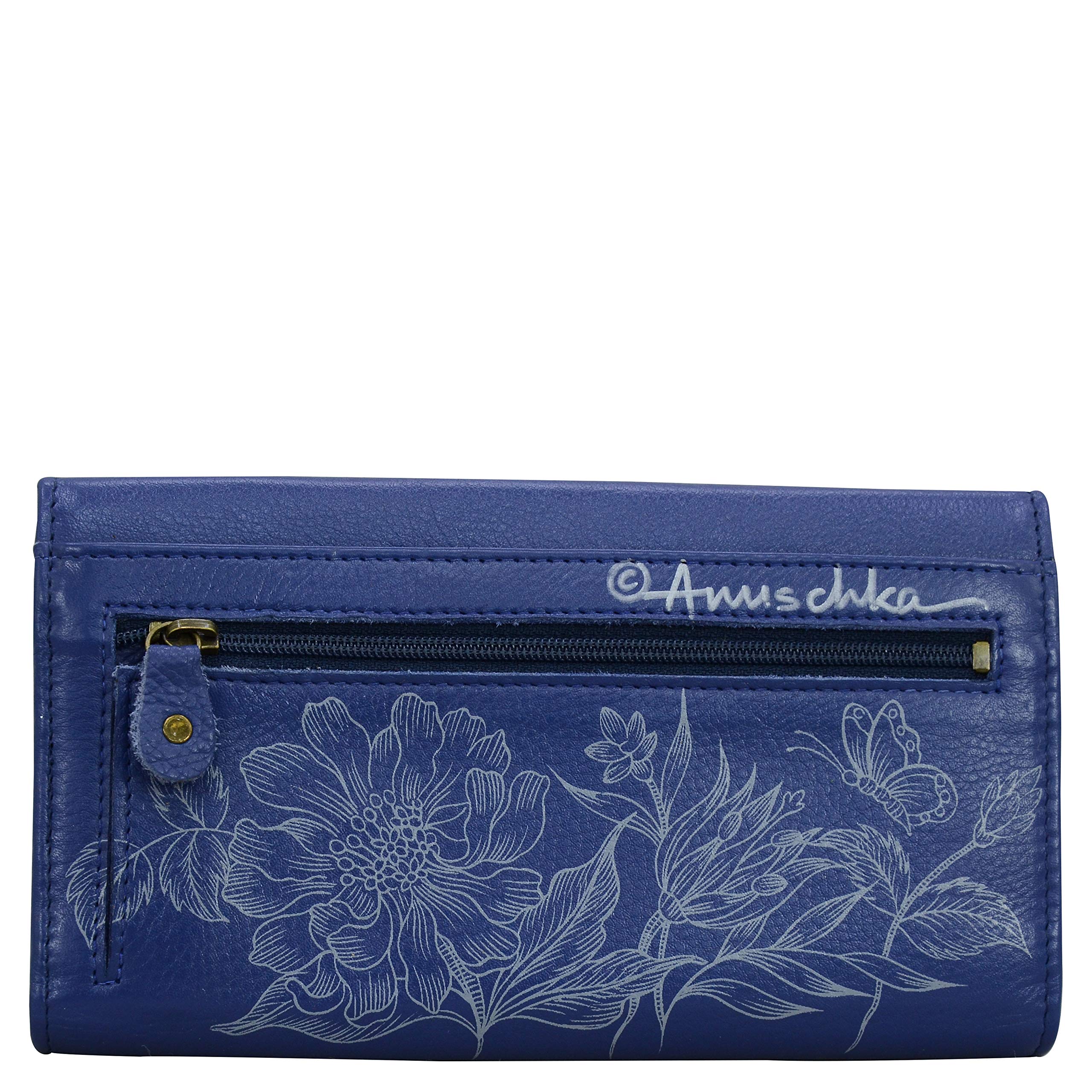 Anuschka Women's Original Hand-Painted Genuine Leather RFID Blocking Wallet - Stylish Three Fold Design for Credit Cards, Cash & ID - Perfect for Travel, Shopping & Everyday Use