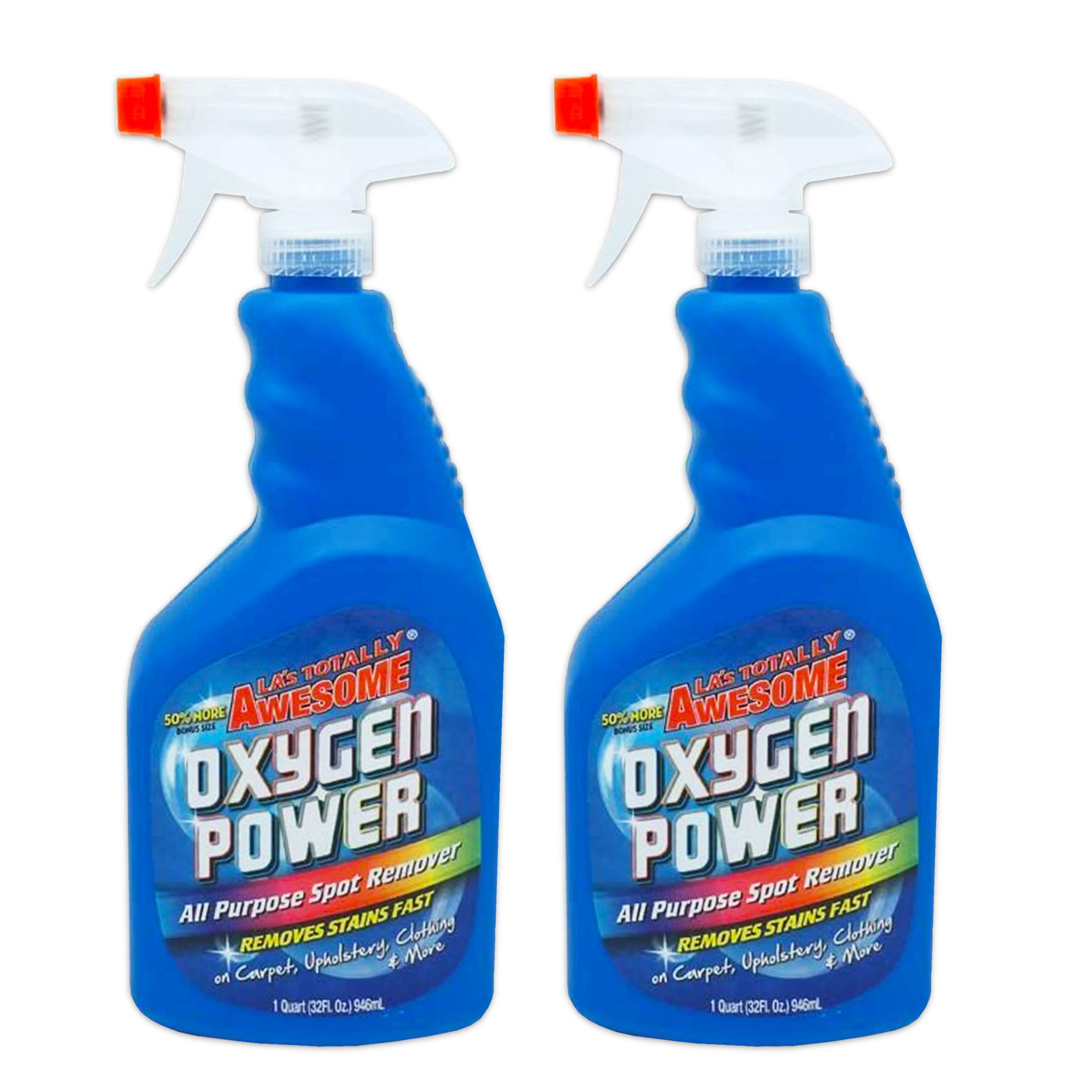2 Pack La's Totally Awesome Oxygen Power All Purpose Stain Remover - 32 Oz Each - Powerful Cleaning for Carpets, Laundry, Upholstery & Tough Stains
