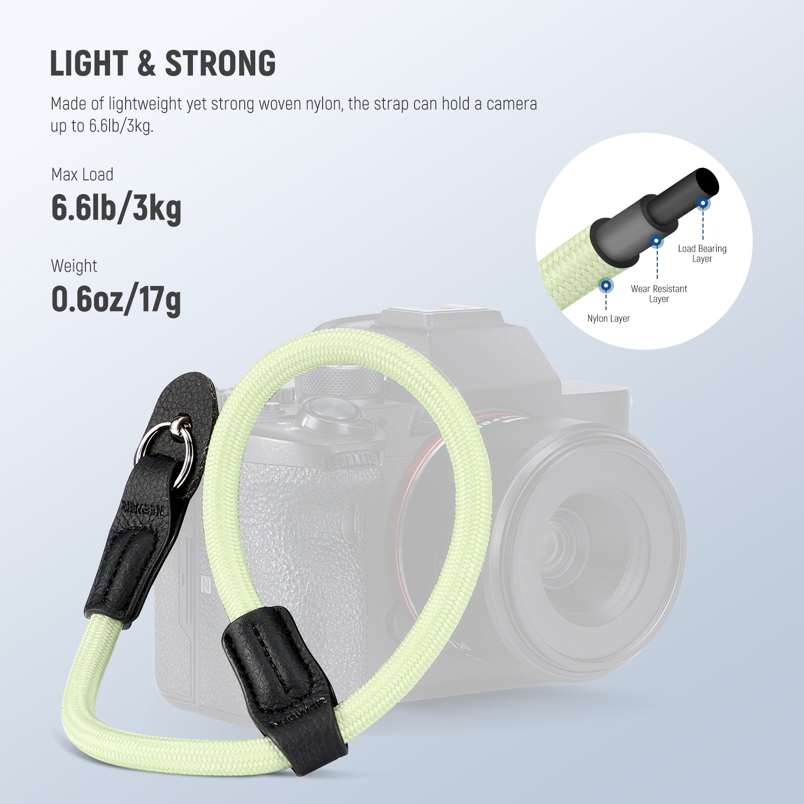 NEEWER CA092 Adjustable Camera Wrist Strap - Secure & Comfortable Hand Strap for DSLR, Mirrorless Cameras - Perfect for Travel, Hiking & Outdoor Photography