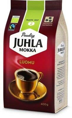 Organic Paulig Juhla Mokka Coffee Beans - 8 Packs (400g Each) | Premium Finnish Roast for Espresso & Filter Brewing | Perfect for Home, Office & Cafes