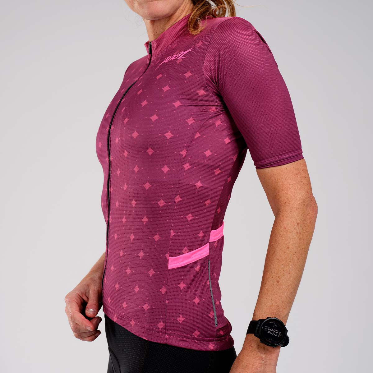Women's Cycling Jersey - Breathable & Moisture-Wicking Bike Shirt for Road & Mountain Biking - Perfect for Outdoor Cycling & Training - Plum Color