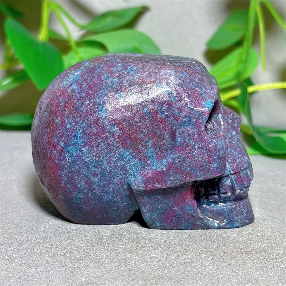Natural Ruby & Emerald Skull Crystal - Hand Carved Quartz Stone for Energy Healing, Reiki & Home Decor | Halloween, Meditation & Spiritual Gifts