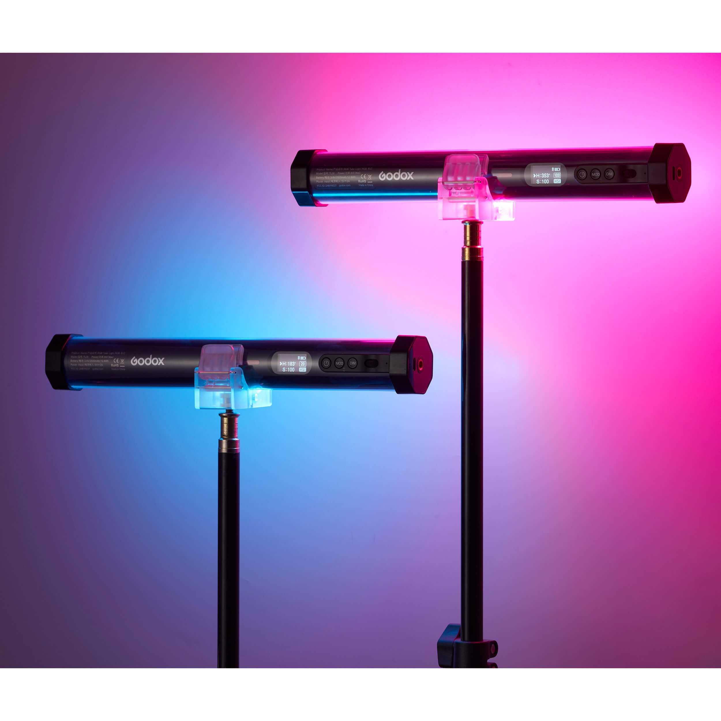 TL30 K2 RGB Pavo Tube Two Lights Set with Rechargeable Li-Ion Battery - Perfect for Photography, Videography, and Stage Lighting