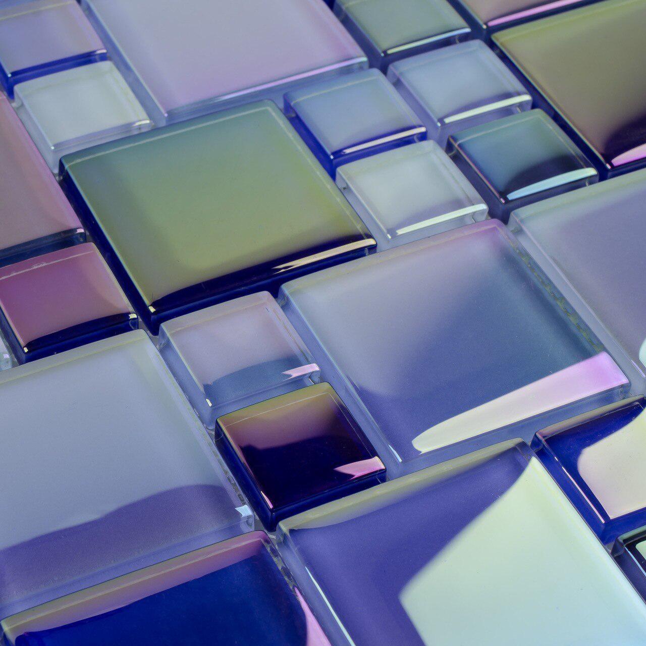 Shimmer Blue Glass Pool Tiles - Random Pattern Mosaic for Swimming Pools, Spas & Backyard Decor
