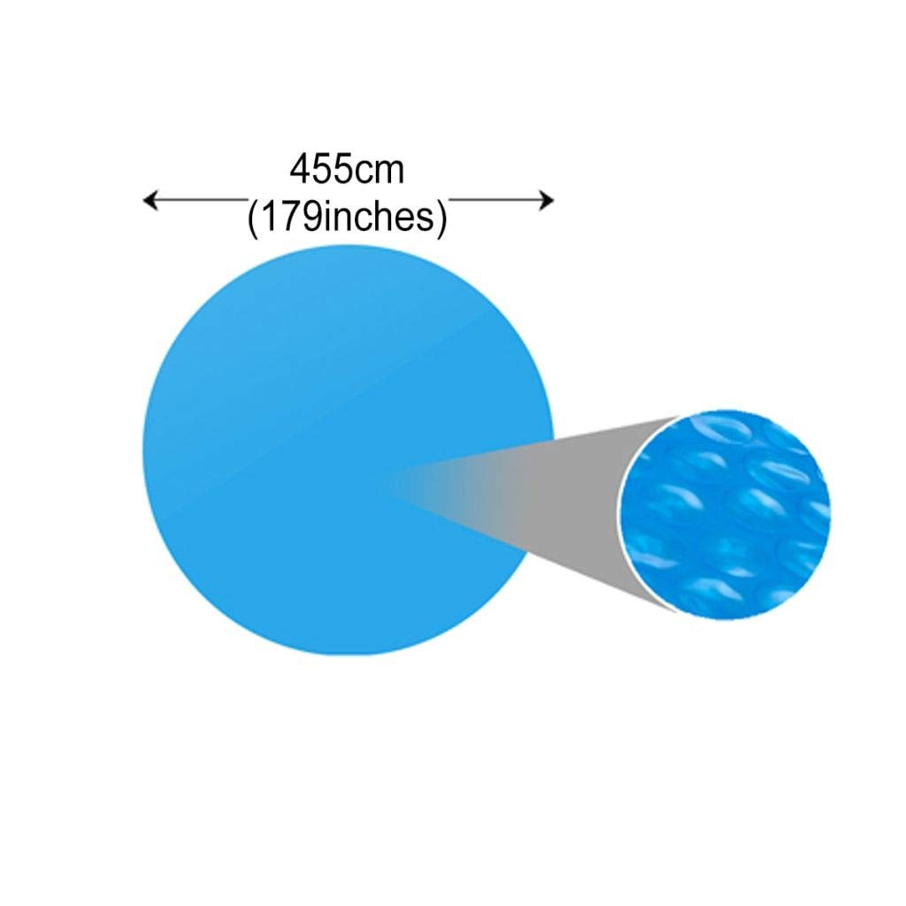 FAMIROSA 15ft Round Solar Pool Cover for In-Ground & Above-Ground Pools - Blue PE Floating Blanket with Air Chambers for Heat Retention & Protection - Perfect for Backyard, Garden, and Family Pool Maintenance