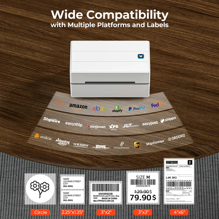 MUNBYN RealWriter 130B Wireless Bluetooth Thermal Label Printer for Shipping, Packaging & Inventory - Compatible with Shopify, Amazon, eBay & Etsy