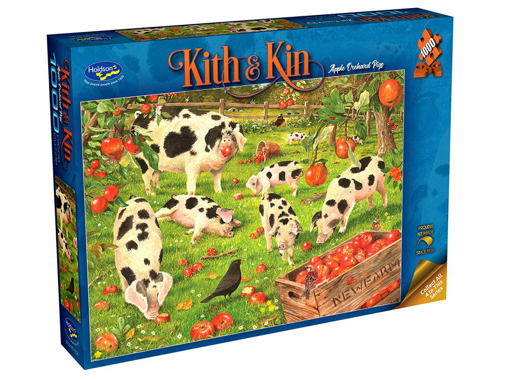 Holdson 1000-Piece Jigsaw Puzzle - Apple Orchard Pigs Farm Scene | Challenging Adult Puzzle for Relaxation & Family Game Night