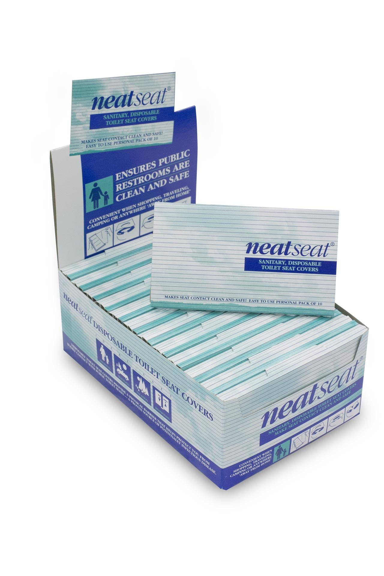 NeatSeat Disposable Toilet Seat Covers - Travel Size (24 Pack) | Portable Sanitary Protection for Public Restrooms, Airports & Camping