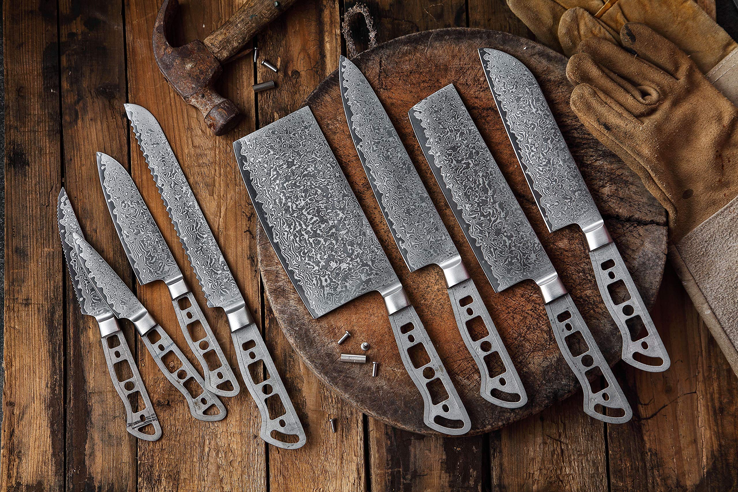 Premium 8 Inch Japanese AUS 10 Damascus Steel Bread Knife Blank - 67 Layers High Carbon Steel - Woodworking Project Kit - Perfect for DIY Knife Making, Cooking & Culinary Gifts