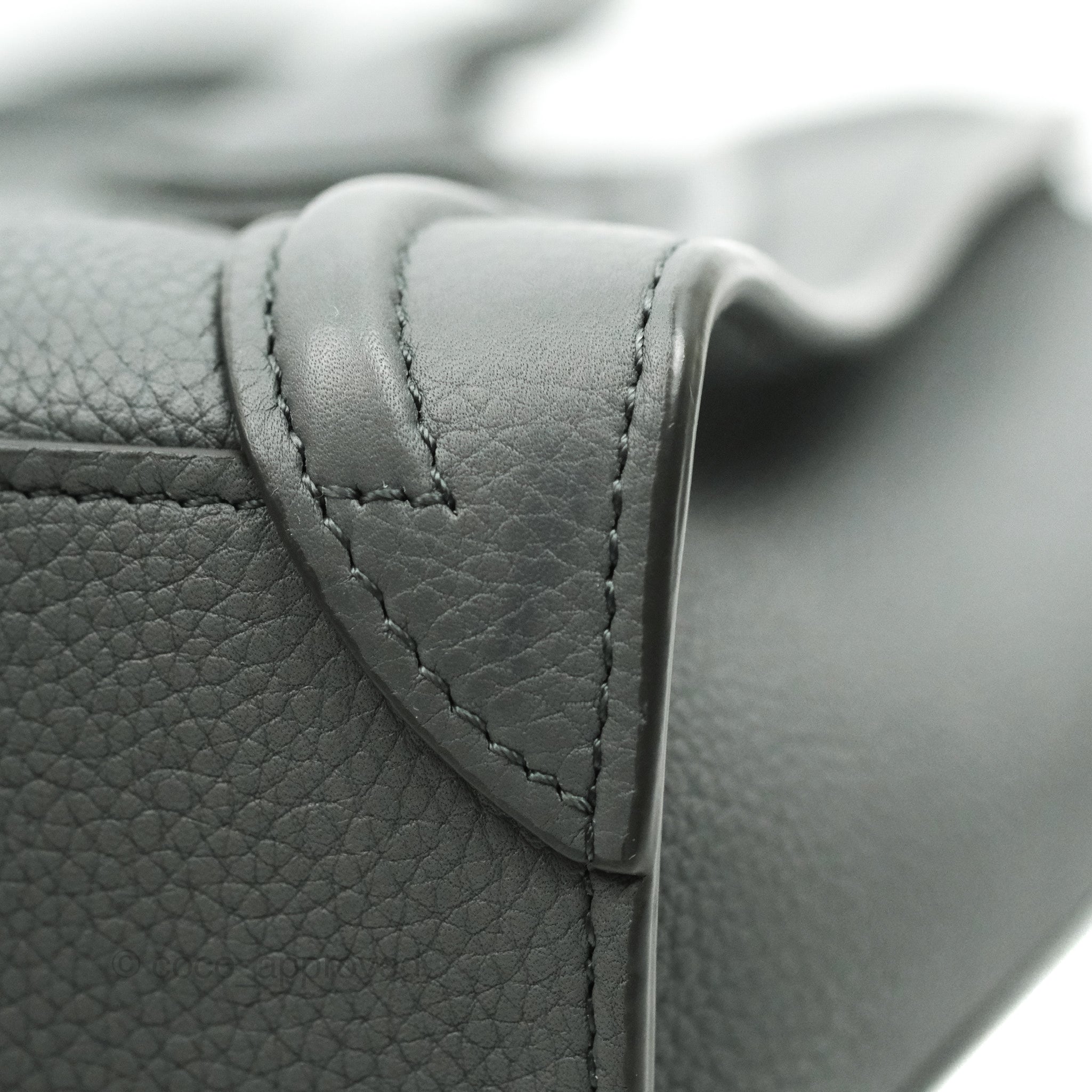 Celine Nano Luggage Bag in Grey Grained Calfskin with Gold Hardware - Perfect for Work, Travel & Everyday Luxury