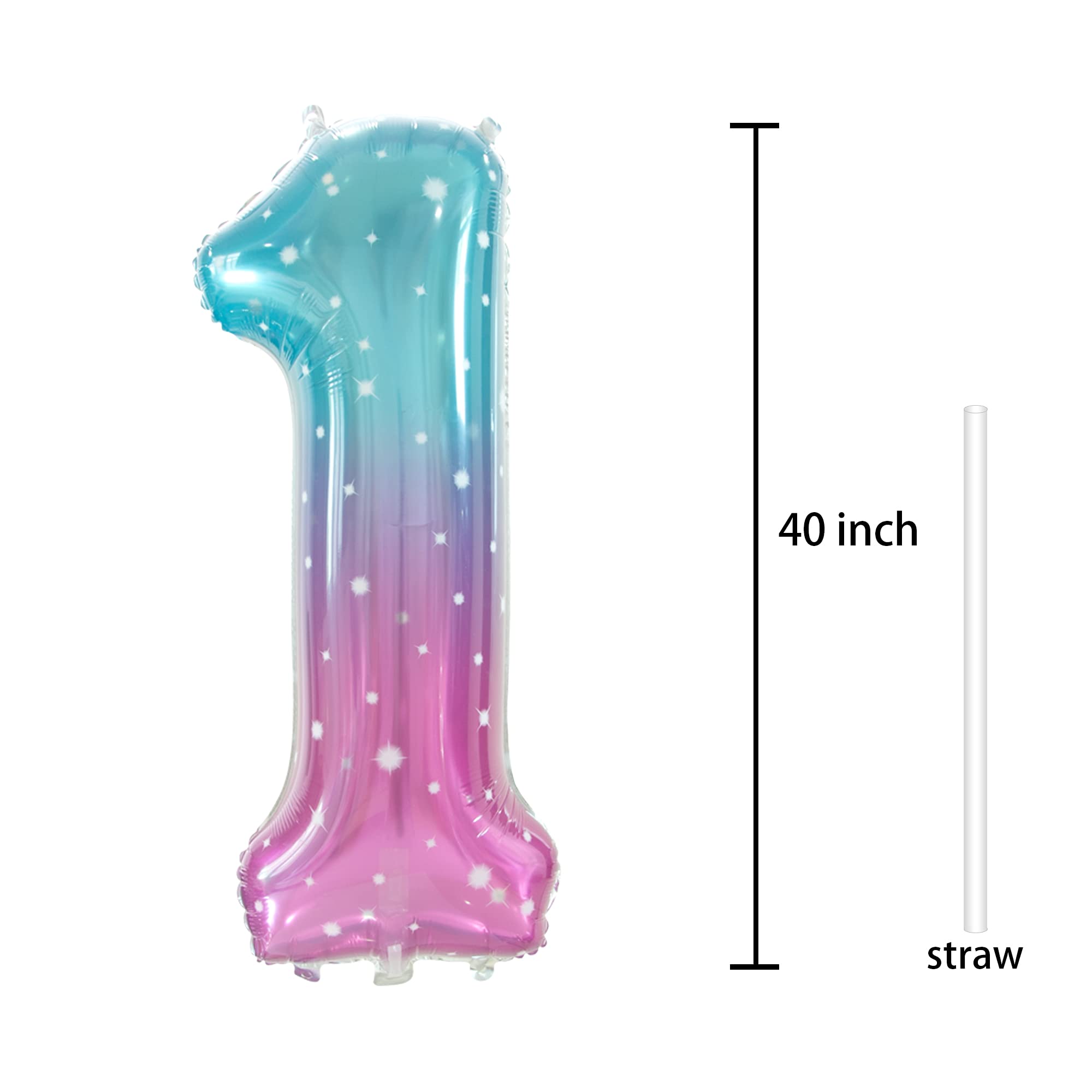 40 Inch Large Number 1 Balloon - 1st Birthday Party Decorations, First Birthday Sign Supplies for Baby Shower, Gender Reveal & Anniversary Celebrations