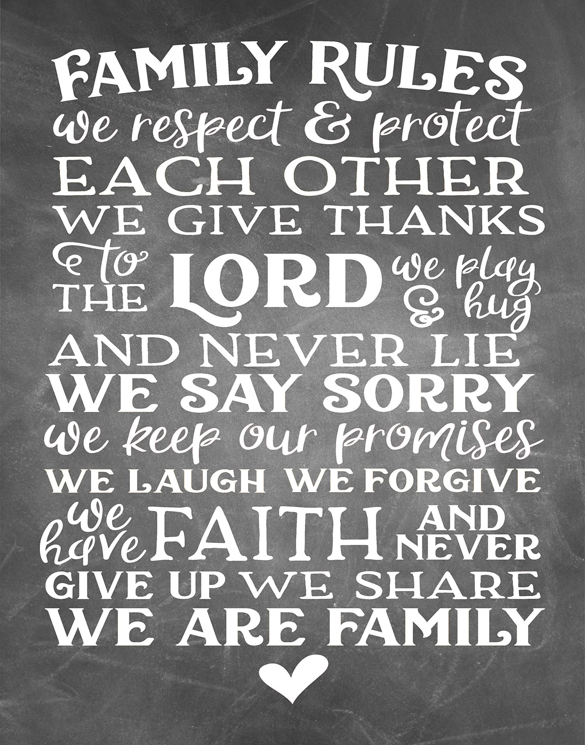 Family Rules Rustic Wall Decor Sign - 11x14