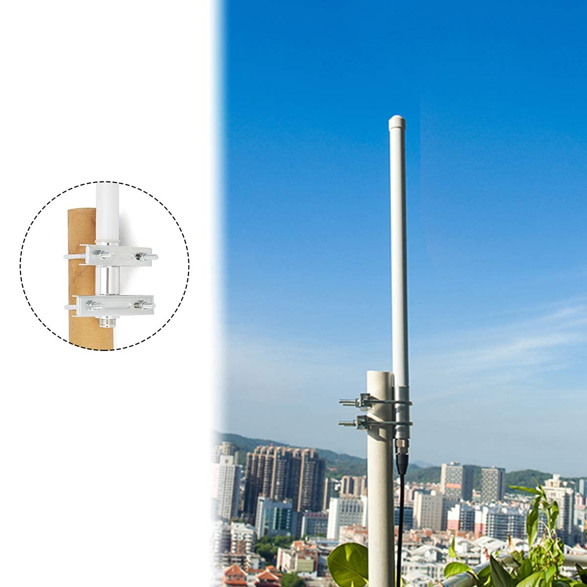 Dual Band Fiberglass Mobile Radio Antenna - UHF VHF 144/430MHz Base Antenna with SO239 Connector (15.7 Inch) for Ham Radio, Repeater & Mobile Transceiver - Includes Mounting Bracket | Ideal for Vehicle Installation & Emergency Communication