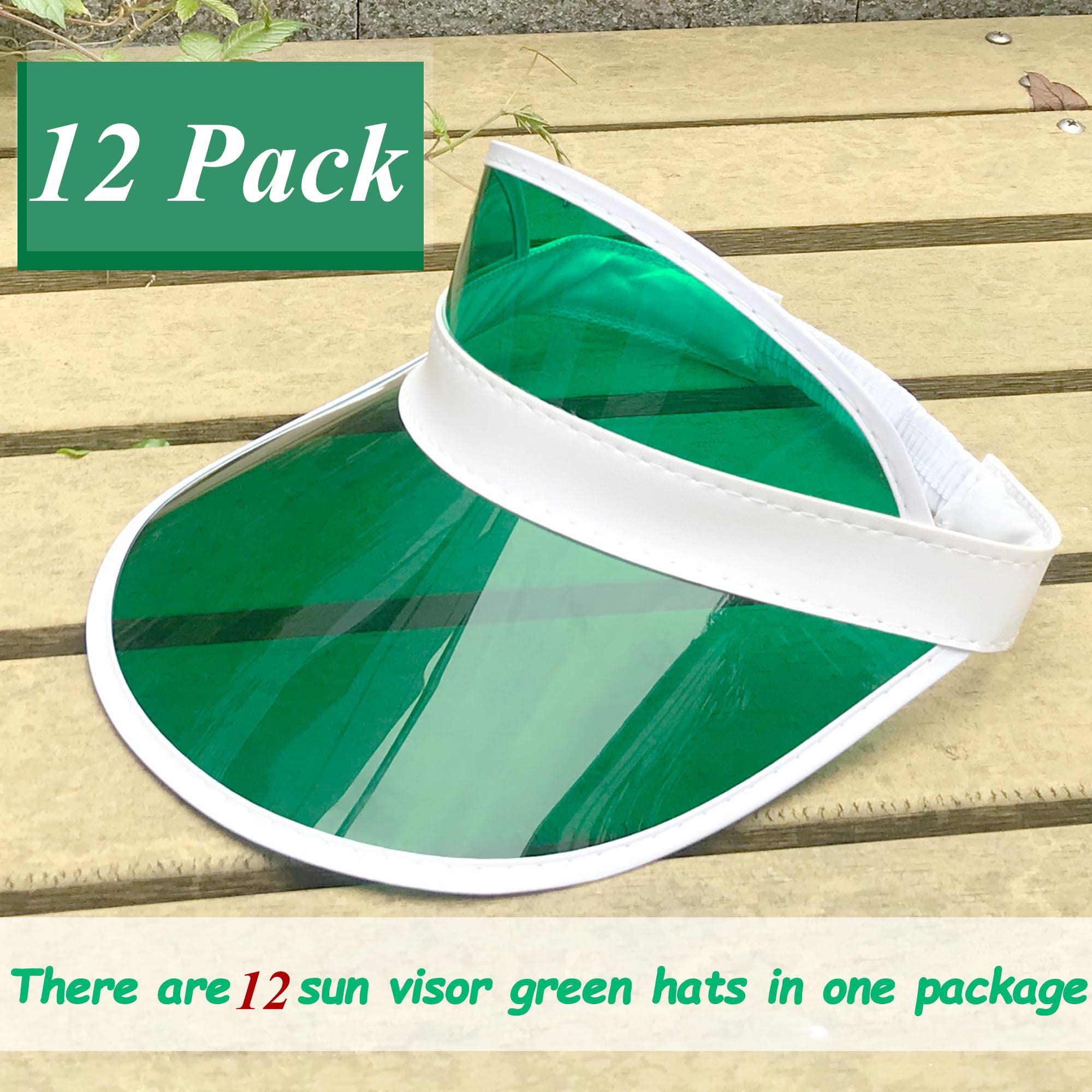 12 Pack Women's UV Protection Sun Visor Hats - Breathable Clear Brim Outdoor Sports & Beach Golf Sun Hat for Summer, Running, Travel, Party Accessories