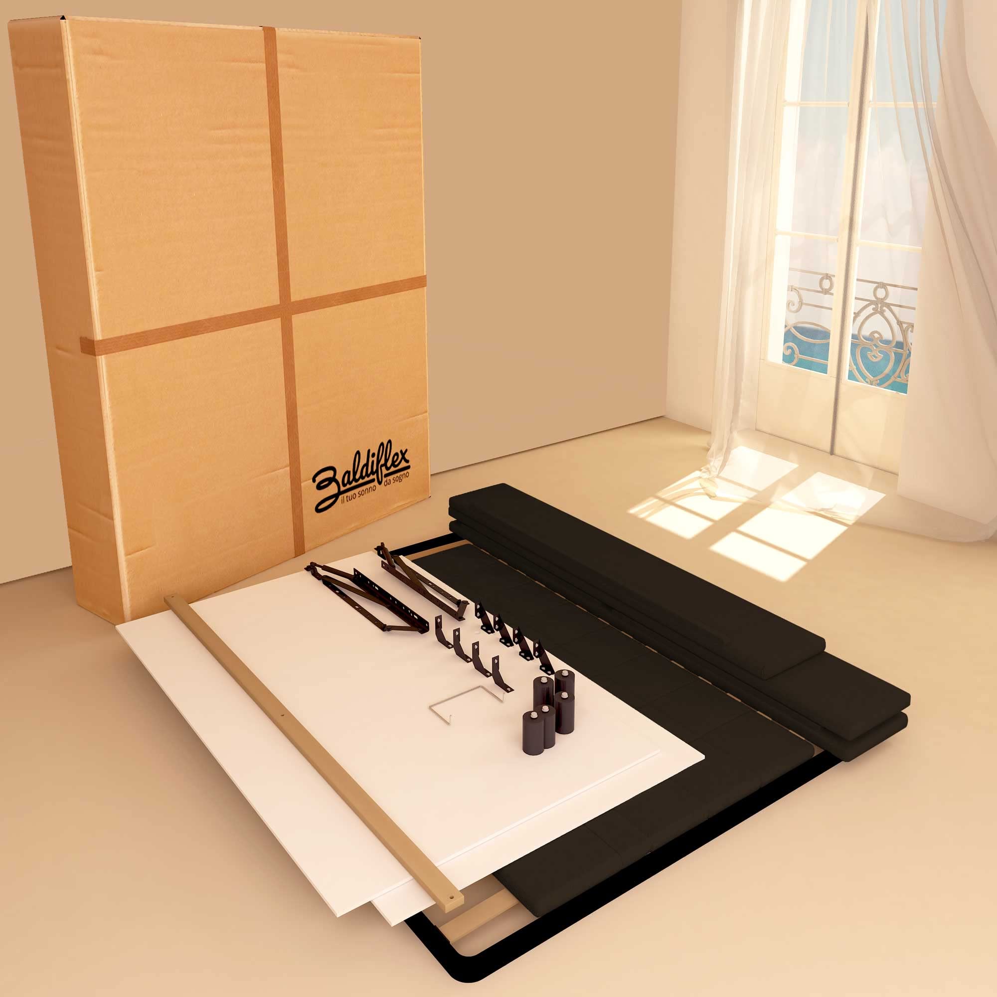 Baldiflex Dublin Single Bed with Storage - Synthetic Leather Upholstery, Slatted Base for Single Mattress, 80 x 190 cm, Elegant Headboard in Dark Brown - Perfect for Small Bedrooms, Guest Rooms & Studio Apartments