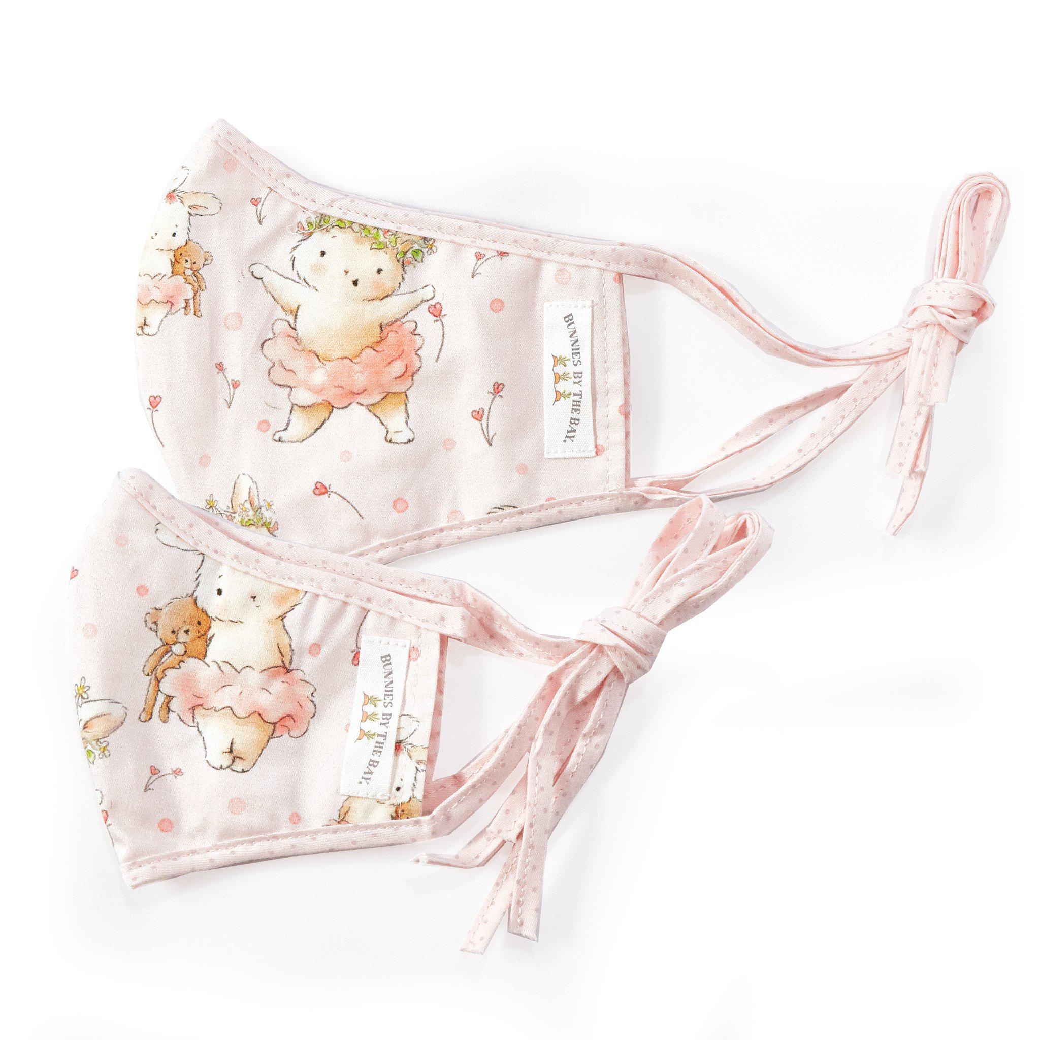 Blossom Bunny Cloth Face Mask for Adults and Kids - Reusable Washable Fabric Mask with Adjustable Ear Loops - Perfect for School, Travel, and Daily Protection